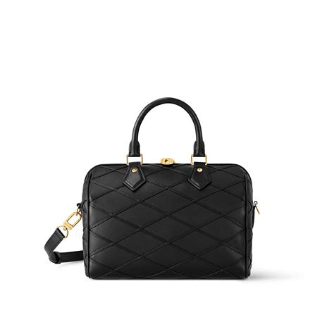 bauletto nero pelle louis vuitton|Bauletto Speedy Bandouliere 25 con iniziali .